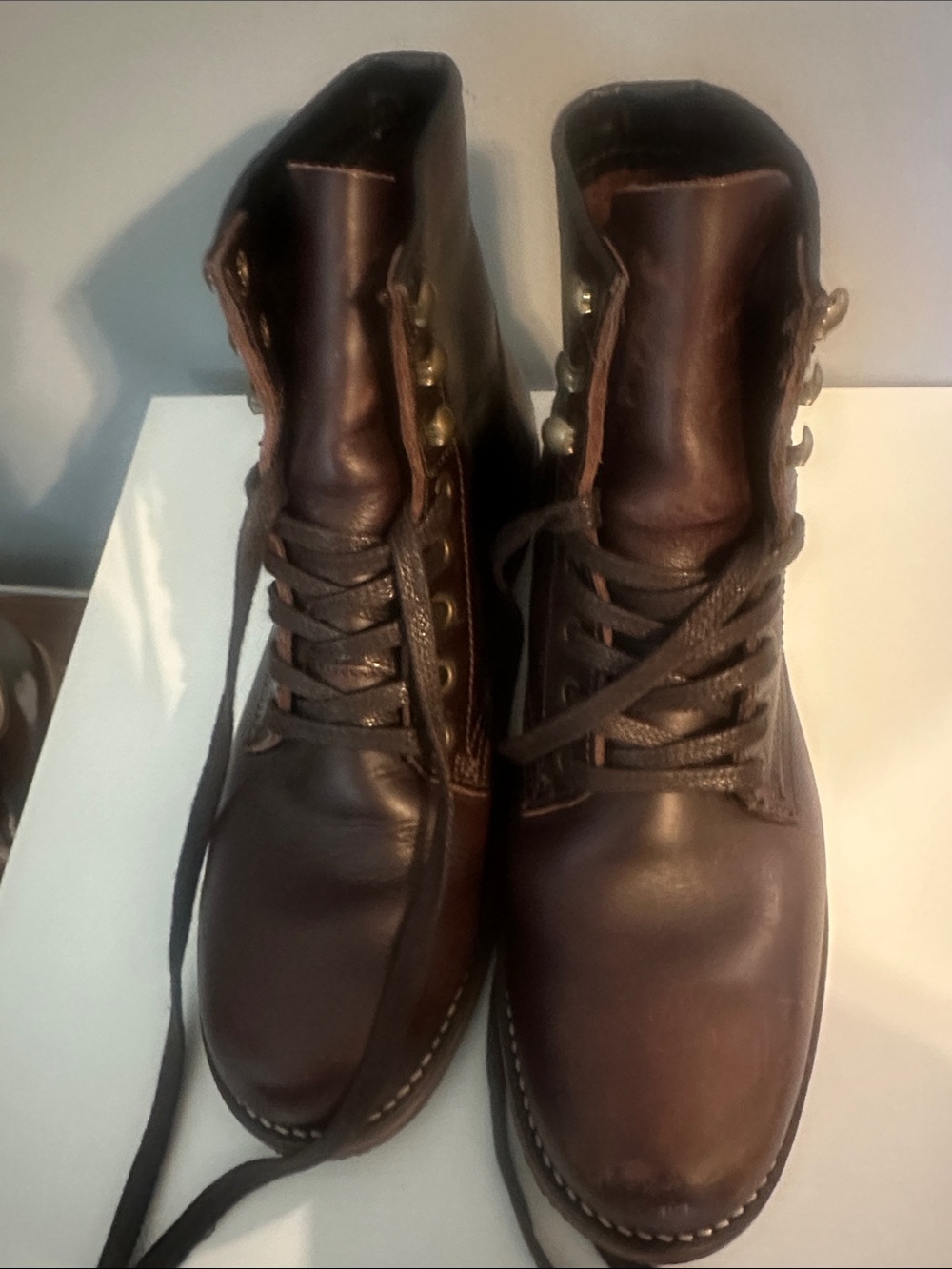 Aldo Men's Dark Brown Leather Lace-Up Ankle Boots